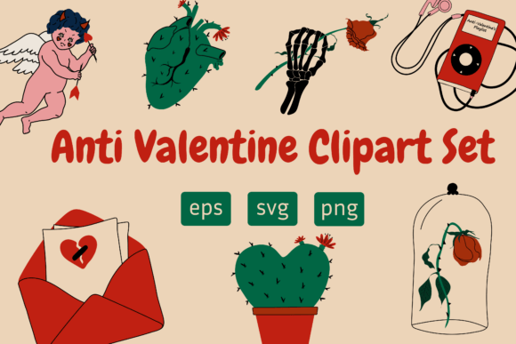 Anti Valentine Clipart Set