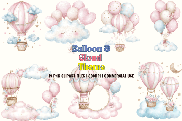 Balloon Cloud Theme Graphics for Crafters