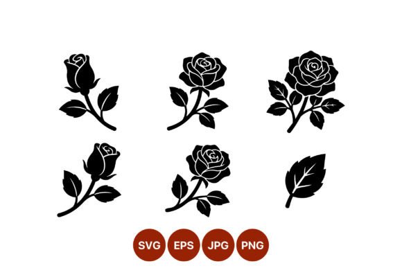 Black Rose Flower Line Art Vector Graphics