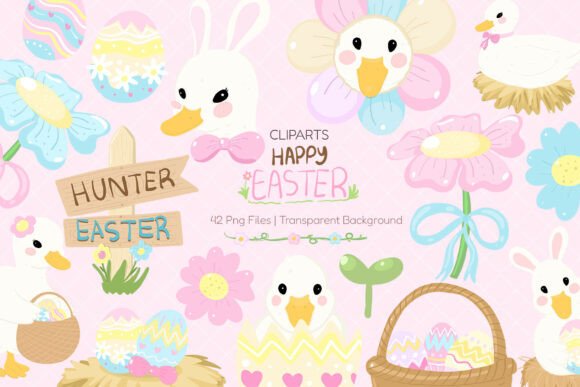 Call Duck Easter Egg Clipart Graphics for Crafting