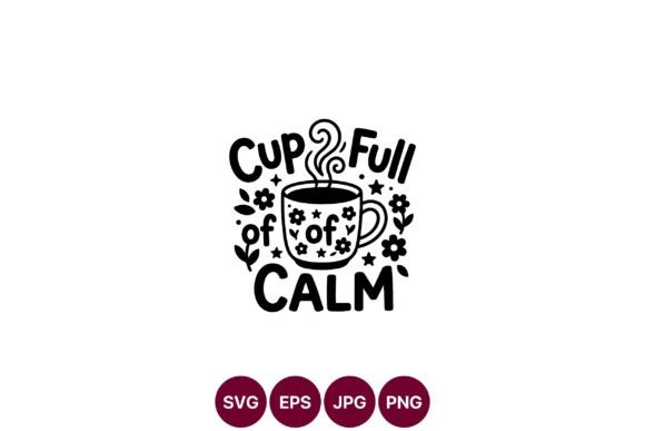 Cup Full of Calm Black Line Art