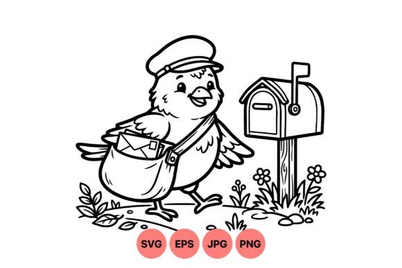 Cute Bird Mail Carrier Graphics