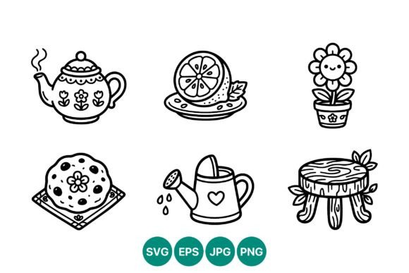 Cute Black and White Kitchen and Garden Graphics