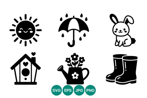 Cute Black and White Spring Graphics