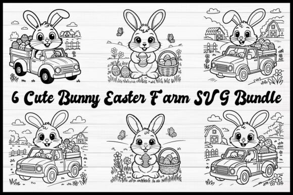 Cute Bunny Easter Farm Graphics for Spring Projects