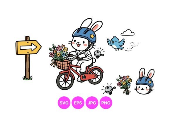 Cute Bunny on Bike Clipart