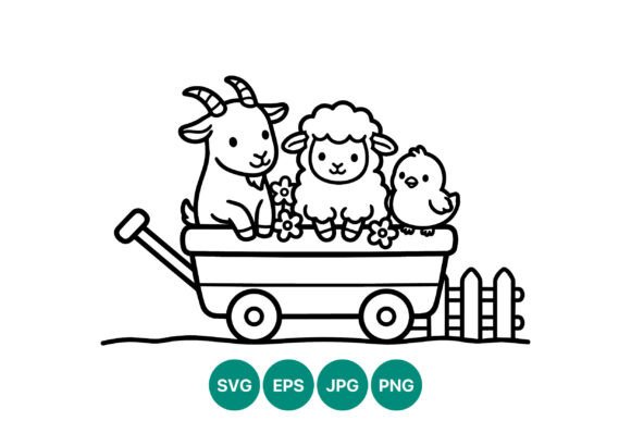 Cute Farm Animals Vector Graphics