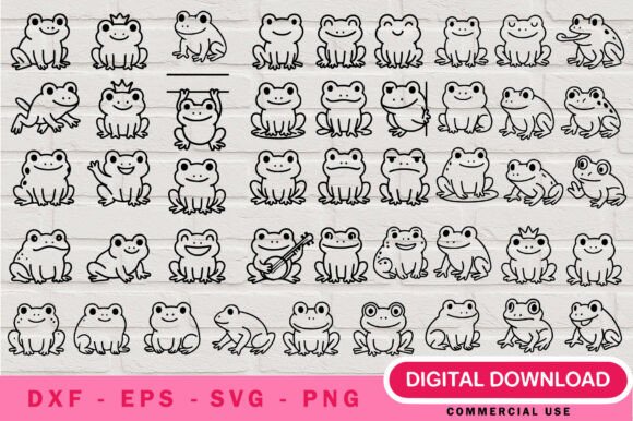 Cute Frog Outline SVG Bundle Cricut