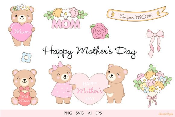 Cute Mother s Day Teddy Bear Graphics