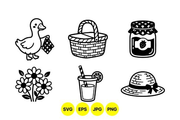 Cute Picnic Vector Clipart Set Graphics