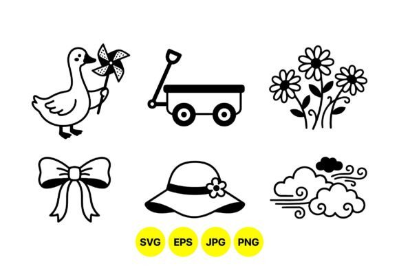 Cute Spring Garden Icons Set Graphics