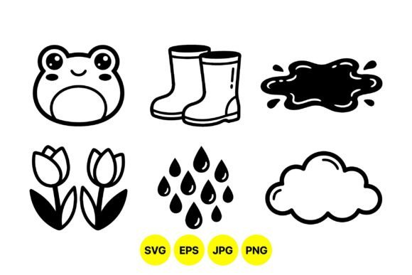 Cute Spring Rain Clipart Icons Graphics