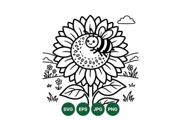 Cute Sunflower and Bee Graphics
