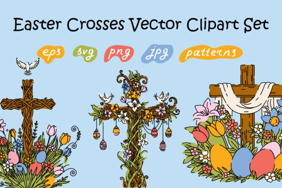 Easter Cross Vector Graphics for Crafting
