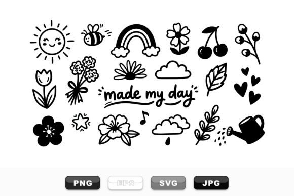Hand Drawn Spring Doodle Set Graphics for Crafting