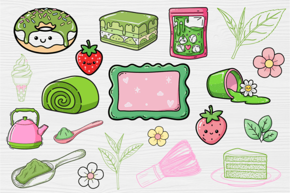 Kawaii Matcha Green Tea Graphics for Crafters