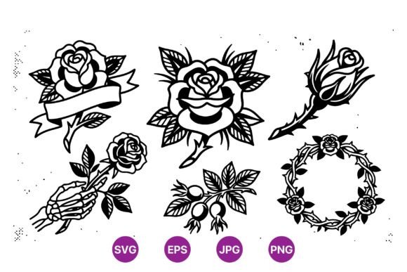Vintage Rose Tattoo Graphics for Bold Branding