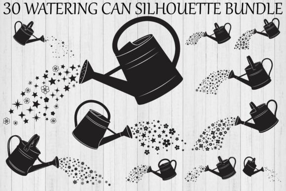 Watering Can Silhouette Bundle Graphics for Local Branding